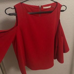 Alice & Olivia red off the shoulder blouse